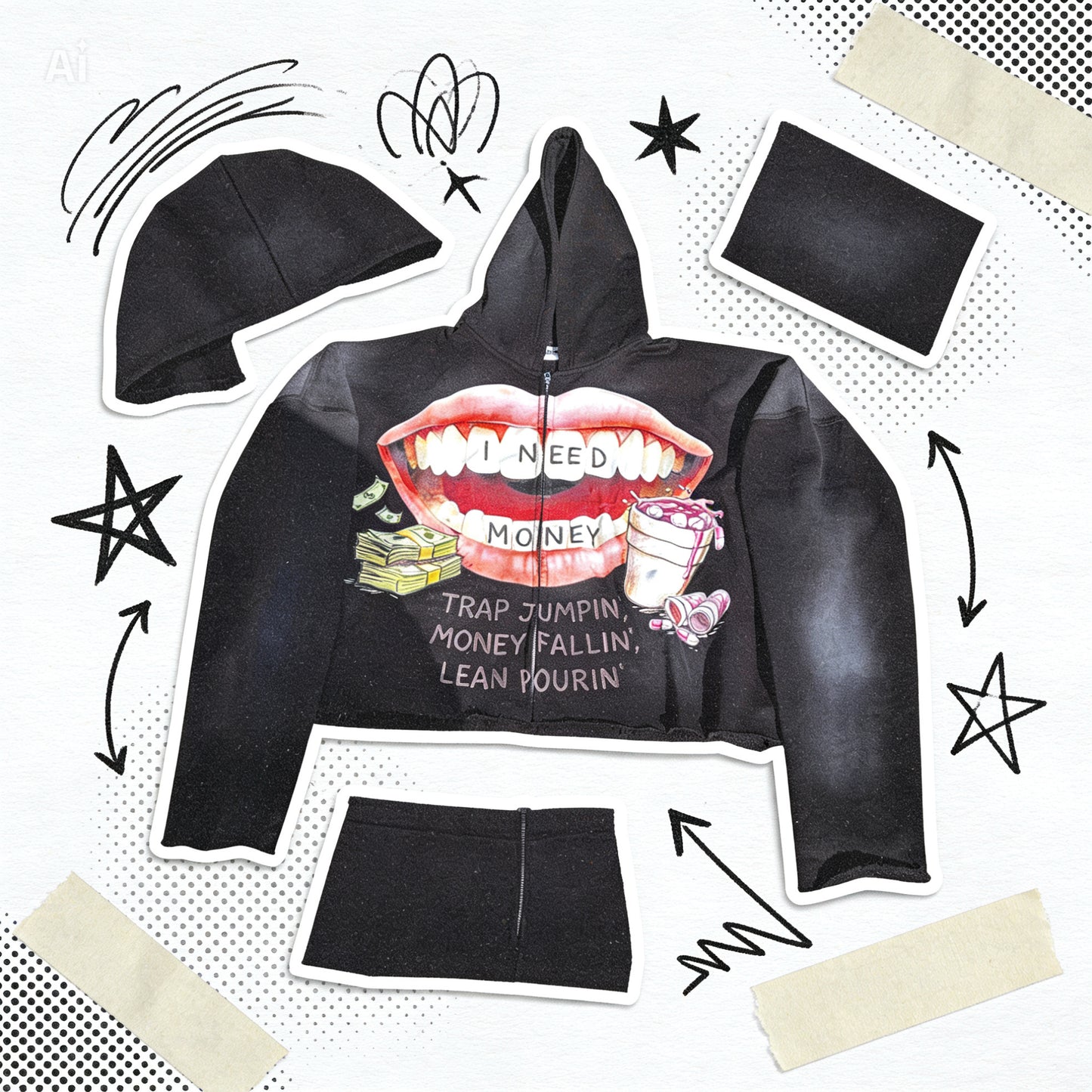 I need money zip hoodie